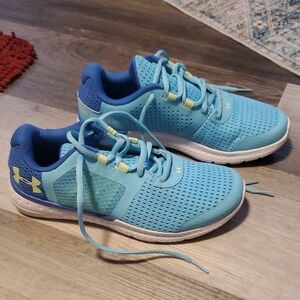 Under Armour Kids Light Blue and Yellow Sneakers
